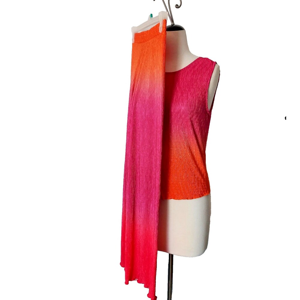 Bailey 44 Pant Top 2 Piece Set Crinkle Colorful Ombre Wide Leg Stretch Small